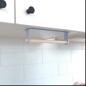 Space‑Saving Wall Hanging Wooden Paper Towel Rack Punch‑Free Self‑adhesive Storage Shelf for Home Bathroom Kitchen