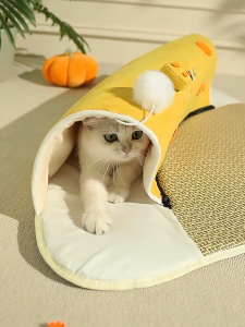 2in1 อุโมงค์แมว 3D แบบเข้ามุม ที่นอนแมวแบบอุโมงค์ ของเล่นแมว