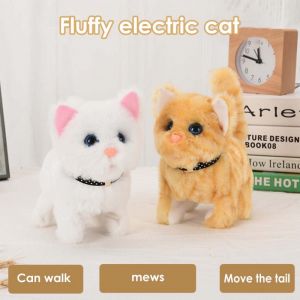 Simulation Electric Plush Cat Toy Cute Soft Stuffed Cat Barking Meow Toys Robotic Pet Toy for Girls Baby Kids Gift