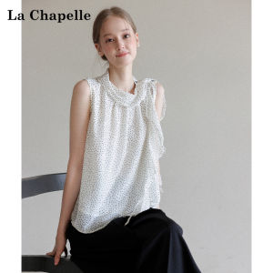 La Chapelle | Ruffle Polka Dot Bow-tie Summer New Elegant Sleeveless Shirt