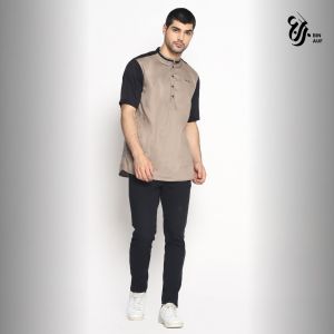 kurta reglan short sleeve / gamis Pakistan pria lengan pendek terlaris / kemeja Koko untuk anak muda bisa formal dan kasual baju muslim hijau sage