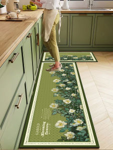 Kitchen Specific Silicon Dendroid Mat Anti-Slip Oil Resistant Washable Technology Leather Floor Rug Oil Painting Country Style