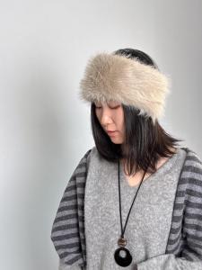 Autumn Winter Womens Hat with Fur Warm Ear Protection Hair Band Multi-Purpose Face Slimming Gray Hair Covering Half Hat Japanese Style