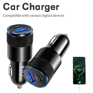 Universal Car Charger Digital Display Super Fast Charging 2 Interface USB Conversion Plug