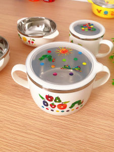 Korean Childrens 304 Steel Cartoon Cute Anti-Scald Household Baby Rice Bowl Genuine Hungry Caterpillar