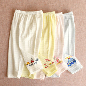 Slub Cotton Kids Leggings for Boys and Girls Pure Cotton Thin Loungewear Pajama Shorts Spring Autumn and Summer Thin Long Johns Air Conditioning Pants
