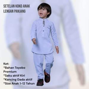 Koko Anak Laki Laki Setelan Koko Putih Anak lengan Panjang Warna Putih Kawan Muslim Bahan Katun
