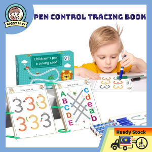 KOGGY Kid Tracing Workbook with Erasable Pen Control Educational Training Toy Stroke Line Point Drawing Thinking Learning Buku Magical Educational Toy Drawing Thinking Dot To Dot Writing Practice Calligraphy Reusable Copybook Tracing Book Handwriting