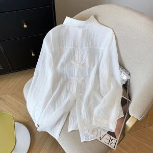 Áo Sơ Mi Chống Nắng Tay Dài Mùa Hè Phong Cách Hàn Quốc Cổ Polo Dáng Rộng Mỏng Thoáng Khí Thoải Mái