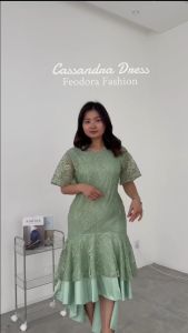 Feodora fashion / Dress cassandra / dress brukat natal / dress natal terbaru / pakaian wanita / fashion wanita / dress pesta (GOOD QUALITY)