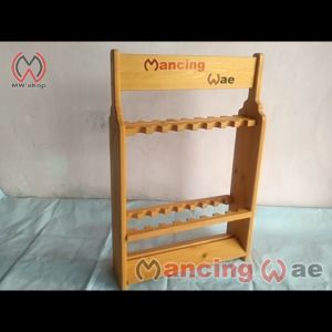 RAK JORAN PANCING - ROD STAND - RAK JORAN PORTABLE KAYU SOLID ISI 16 LUBANG (D.16)
