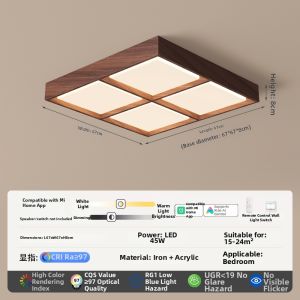 DGY | Retro Style Living Room Lamp Walnut Color Full Spectrum Eye Protection