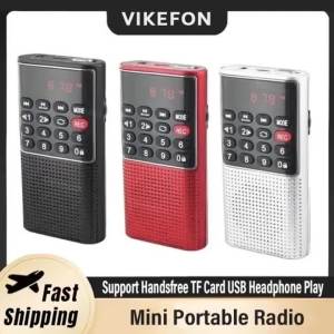 VIKEFON Portable Mini FM Radio Wireless Speaker MP3 Music Player with Recording Support Handsfree TF Card USB Headphone Play
