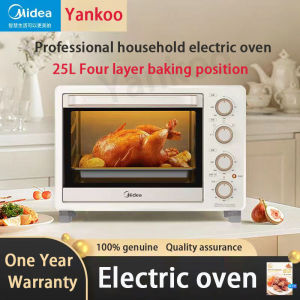 【One year warranty】Midea Electric Oven PT25X1 Independent temperature control 60min Accurate timing Four layer baking position Large viewable window Household Electric Oven