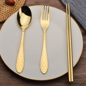 Bộ Thìa Đũa Bằng Đồng Nguyên Chất Kiểu Nhật Bản Bắc Âu Đục Lỗ Dùng Ăn Chính Và Ăn Tráng Miệng Bộ Đồ Ăn Bằng Kim Loại Phổ Thông