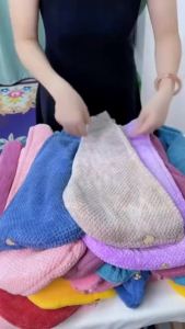 Khăn Trùm Đầu Ủ Tóc Living C Có Nút Cài Giúp Làm Khô Nhanh Tóc Thấm Hút Nước Tốt Lông Mềm Mại