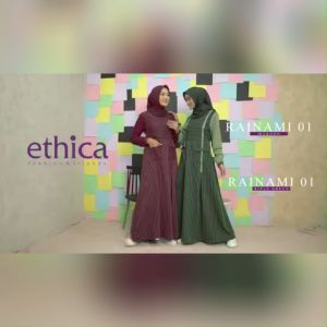 Terbaru Ethica Gamis Muslimah Rainami 01 linen stripe mix valdena premium