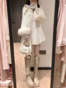 CHANGTONG | Áo khoác len hai mặt kiểu Pháp Hàn Quốc thời trang xuân sang trọng cho nữ Áo khoác ngoài lông cừu phong cách đường phố thường ngày