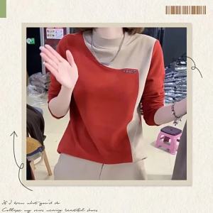 HUAXUNRAN | Áo Sweater Nữ Dáng Rộng Cổ Trụ Ngắn