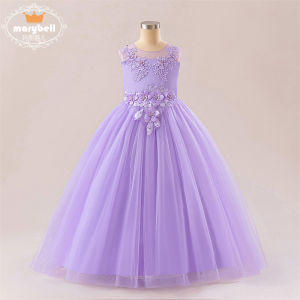 2024 New Princess Dress Childrens Long Lace Wedding Dress Embroidered Net Skirt One Piece Dress for Big Kids And Toddlers