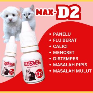 Obat Kucing MAX D2 Obat Virus Kucing Flu Berat Panleu Calici Distemper Mencret Pipis Darah Sariawan Lemes Muntah Bakteri Bersin by Maxicare MAX-D2Clever Solutions Olive Care Babah Cat House Koinami Uky Cat Red Pet Shop