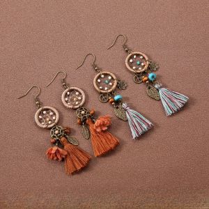Handmade Bohemian Ethnic Style Long Vintage Holiday Womens Earrings Elegant Simple Versatile Ear Jewelry Fashion Accessories