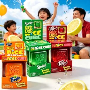 Dr Pepper x NeeDoh Nice Cube Squishy Stress Relief Toy Soft Squeeze Fidget Cube for Kids & Adults Anxiety Relief Sensory Toy