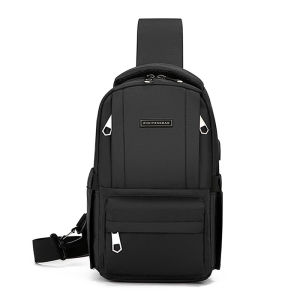 2025 New Mens Casual Crossbody Bag Waterproof Rechargeable Single Shoulder Bag Trendy Brand Leisure Chest Bag USB Charging Small Bag