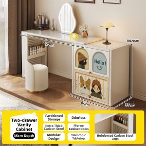 MEISD | Dopamine Style Iron Makeup Vanity with Drawer Compact Bedroom