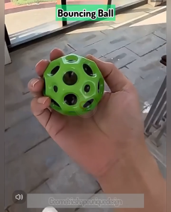 Adult Stress Relief Toy High Rebound Hole Ball Bright Color Moon Shaped Ergonomic Design Anti-fall Bouncy Porous Ball