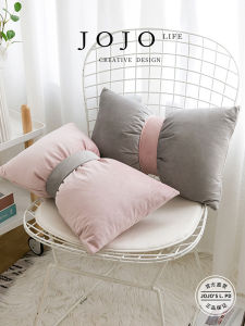 Nordic Pure Color Velvet Butterfly Knot Pillow Ins Style Bedside Home Decor Long Rectangle Pillow Universal PP Cotton Core