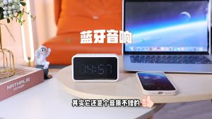 Mirror Alarm Clock Bluetooth Speaker Wireless with LED Subwoofer Music Player Desktop Clock Snooze Bass