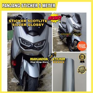 STIKER MOTOR SKOTLET MOTOR WARNA SILVER GLOSSY PANJANG 5 METER