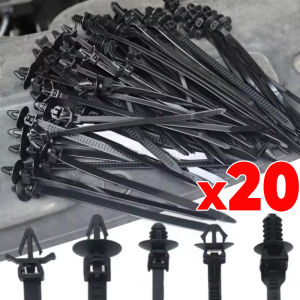 20PCS Push Clip Zip Tie Fastener Universal Car Bumper Fender Retainer Self Locking Nylon Strap Body Trim Repair Accessories