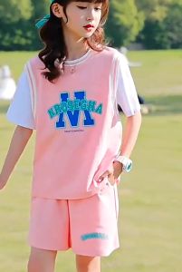 KYII Girls set two-piece Short Sleeve top children Set ky22280