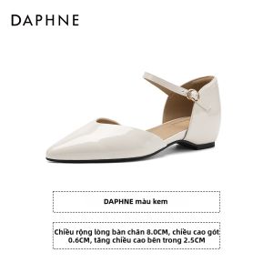 Daphne | Dép Mũi Nhọn Gót Thấp Màu Be