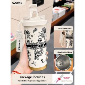 MONLEYTA | Office Ladies High Aesthetic Value Ceramic Coated Stainless Steel Insulated Water Coffee Cup Lightweight Luxury Tumbler