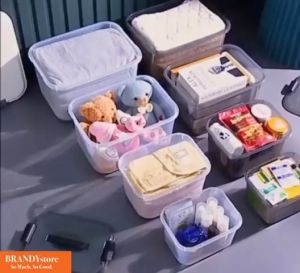 Kotak Penyimpanan Transparent Box Organiser Handle Clip