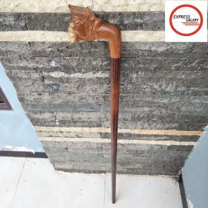 tongkat jalan kayu kelor emas ukir semar C25