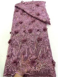 SMVP | African 3D Beaded Sequins Lace Fabric 2026 High Quality Embroidery Nigerian French Tulle Net Lace Fabric For Sew Party Dres