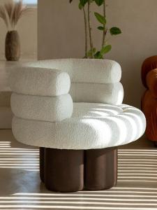 Nordic Style Small Size Color Block Sheep Velvet Fabric Single Person Sofa Chair for Adults Minimalist Modern Design