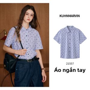 KUHNMARVIN|Áo Sơ Mi Cotton Thiết Kế Tim Sọc Đáng Yêu