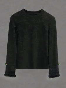 Spring 2025 Slimming round Neck Long Sleeve Embossed Heavy Work Base Shirt Chinese Style National Trend Womens Fashion Top