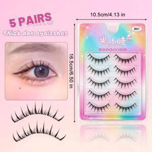 VelvetLash【Local Stock】5 Pairs Manga Lashes Crossed Thai Fairy False Eyelash Makeup Natural Thin Band Soft Little Devil Eyelashes
