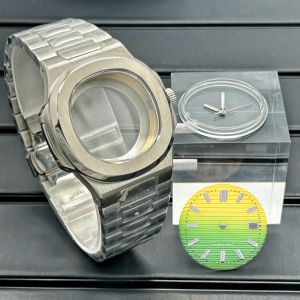40mm Watch Case Sapphire Glass Mirror Case Kit fits PP Nautilus NH35/36/4R/NH38 Movement Watch Modification Repair Parts No Logo
