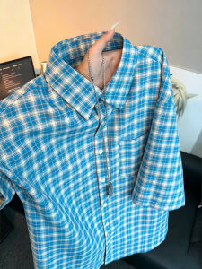 ZHUOCAN | Dopamine Plaid Color Block Summer Leisure Casual Mens Shirt