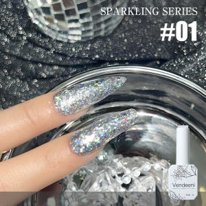 Vendeeni 12 Colors Glitter Laser Sequins Gel Nail Polish Semi Permanent UV Soak Off Gel Varnish Party Flash Nail Art Gel Lacquer