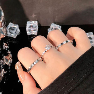 Minimalist Cold Style Zircon Ring Set Adjustable Open Ring Womens Fashion New Model Jewelry Accessories Alloy Embedded Artificial Gem