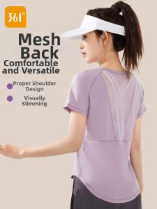 361° | Women Sports Shirt Purple Mesh Short Sleeve
