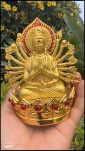 Tượng Bà Phật Quan Âm Nghìn Tay Đặt Trên Taplo Ô Tô Tượng Phật Bà Tọa Đài Sen Chất Liệu Bằng Hợp Kim